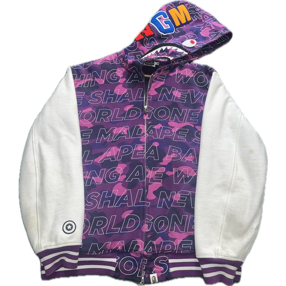 2017 BAPE World Gone Mad PURPLE CAMO Varsity Jacket